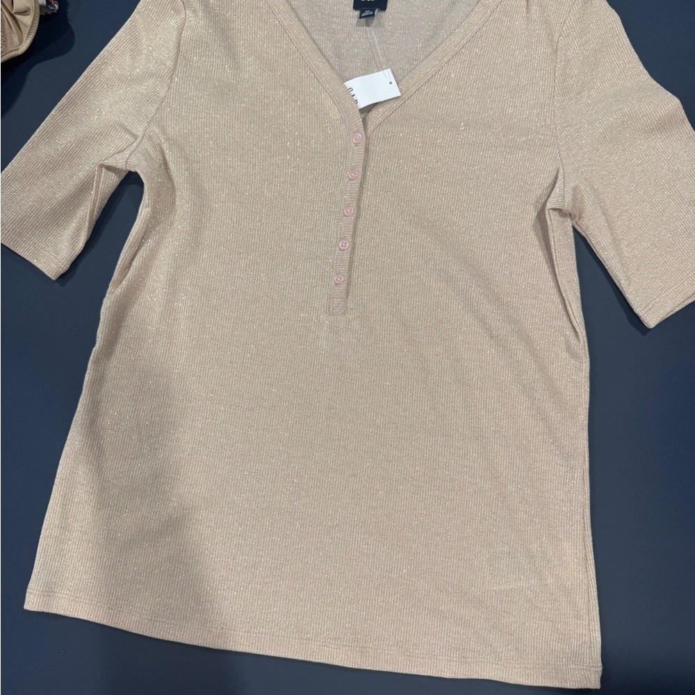 Elegant Beige V-Neck Women's Top